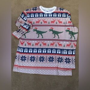 Costume agent Christmas Holiday Festive Santa Dinosaur Ugly Long Sleeve Tee XL